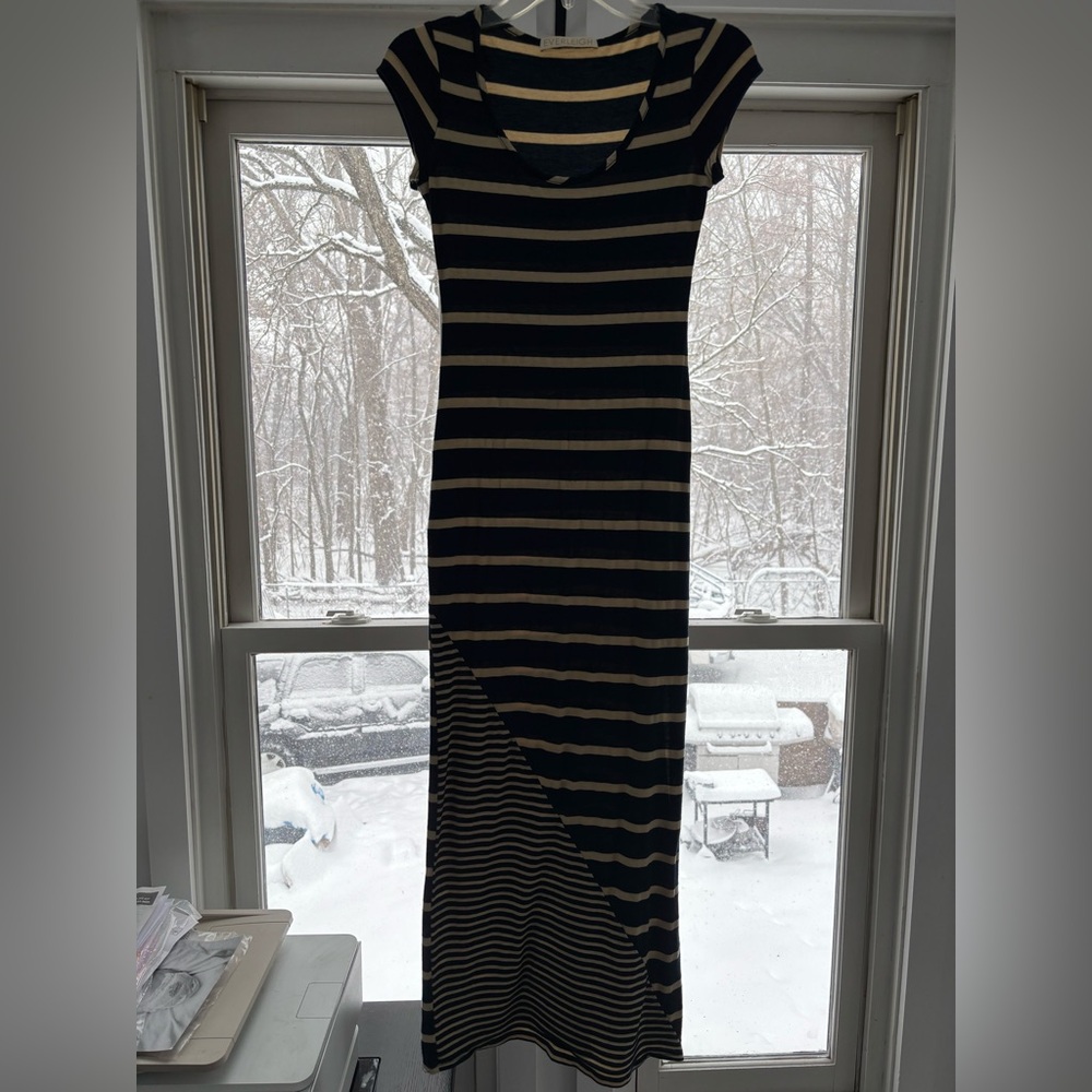 Everleigh Blue and Cream‎ Striped Maxi Dress